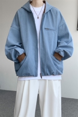 8XL-M美式复古撞色连帽水洗夹克男高级感做旧情侣外套JK1327P88，男装夹克，电商D206-1