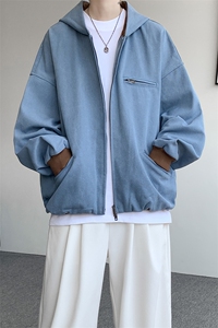 8XL-M 美式复古撞色连帽水洗夹克男高级感做旧情侣外套JK1327P88图片