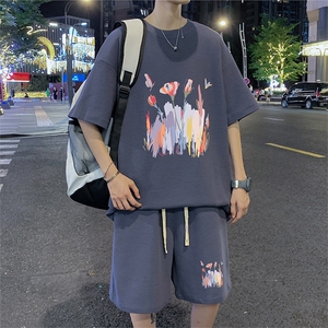 ！2024夏季新款男士华夫格短袖T恤套装青少年一套HTZ61P50图片