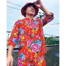 TZ340男士夏秋风大花套装大码宽松凉爽透气个性外套可作睡衣，男装休闲套装，星座115A-2