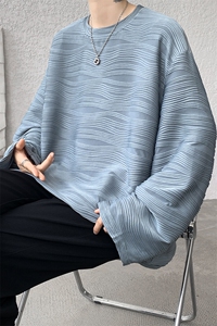 8XL-M 肌理感长袖T恤男宽松重磅上衣痞帅高级感内搭打底衫P45控68图片
