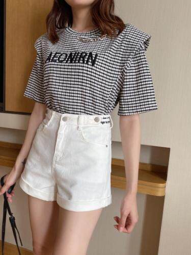 格子短袖T恤，女装T恤，可家 cutiesister