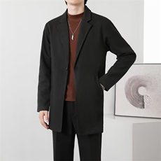 毛呢大衣男秋冬中长款韩版西装领风衣宽松帅气男士呢子外套FW12，男装风衣，星座1116A-2（原606A-1）