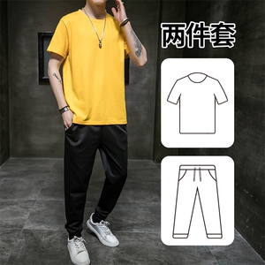 2021夏季新款短袖两件套装休闲男潮流T恤九分裤男 A438-TZ01-P30图片