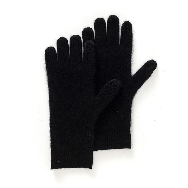 时尚保暖35%山羊绒手套男女通用经典黑色秋冬必备，手套，蒙娇羊绒