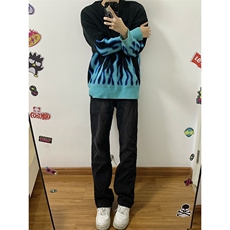 B221美式ins高街暗黑小众个性设计直筒牛仔裤LK23144-P65控88，男装牛仔裤，电商B221