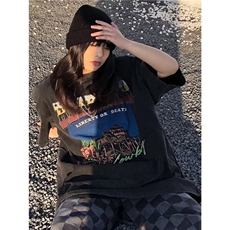 潮流五分袖ins日系夏季女文艺新款简约宽松型街头T恤ST161-P25，男装T恤，星座412-3