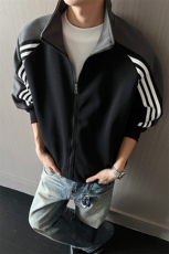 重磅全棉450克开衫立领撞色卫衣boxy短宽潮牌外套男装RH5362-P55，女装短外套，星座610B-1