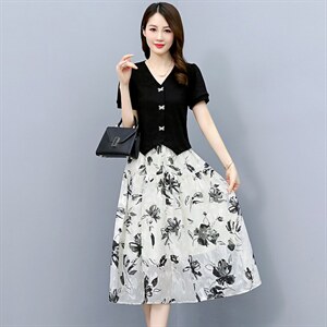 不规则短袖T韩版新款设计感显瘦修身V领套装，女装套装/套裙，布芭啦