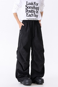 GENIOLAMODE美式阔腿褶皱扎染伞兵休闲裤男士秋季潮牌宽松直筒裤图片
