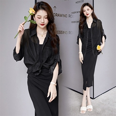 夏季套装2024年新款女休闲时尚洋气宽松防晒吊带裙套裙，女装套装/套裙，卡杰菲