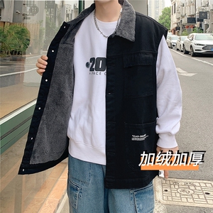 MJ227J-p68-限价98 M-5XL抖音情侣棉马甲加绒大码羊羔毛cityboy图片
