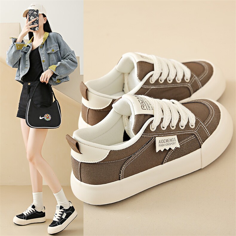 帆布鞋女2024春季新款学生韩版ins百搭厚底板鞋春秋休闲鞋子，女鞋帆布鞋，电商A223