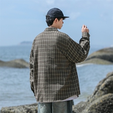 2025秋季潮流格子衬衫男港风休闲长袖外套青少年男装2377P35，男装衬衫，星座1107-1