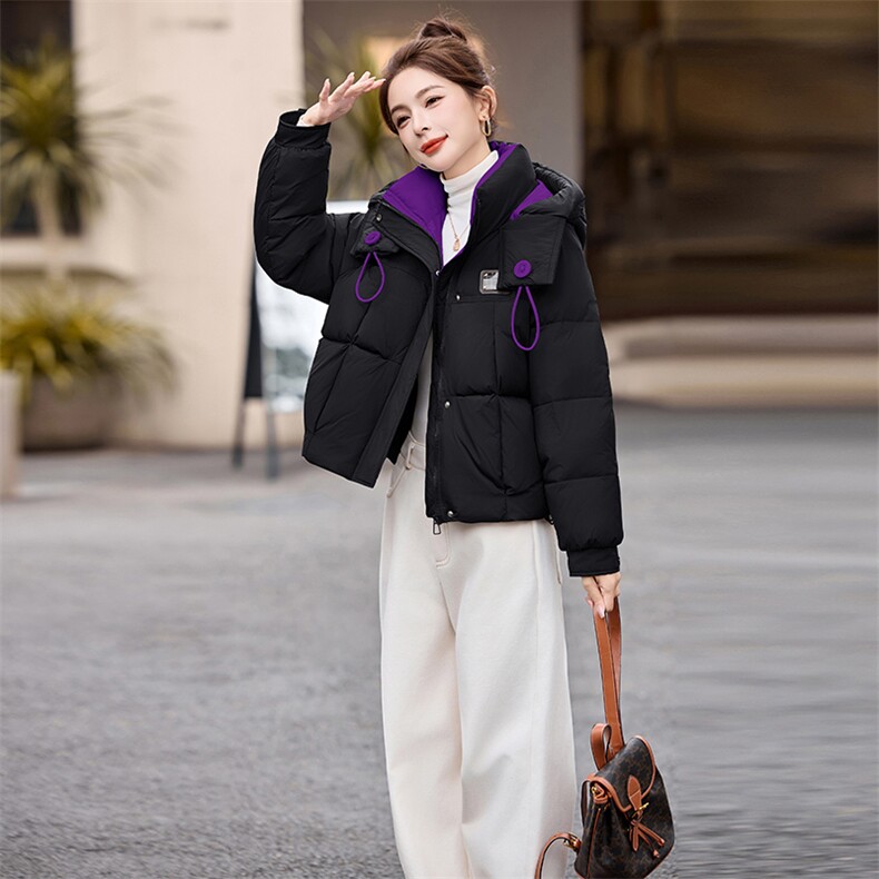 2025年冬季保暖羽绒服有帽不可拆休闲风绒丝短款,女装羽绒服,涵亦佰惠