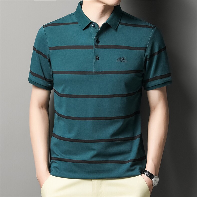 百搭时尚polo男士短袖上衣条纹夏季宽松中年潮流T恤HM22607-P70,男装Polo衫,星座1105-3