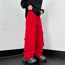 美式复古街头机能红色工装裤男女潮牌高街多口袋休闲裤SE65P33，男装休闲裤，星座1116-2