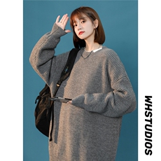 冬季宽松针织衫厚假两件网格纹套头毛衣Q309-P75，男装针织衫/毛衣，星座617A-6（原A405-1）