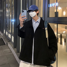 男装牛仔外套23春秋季熊猫头像印花男生翻领夹克XZ514-2-N85-P88，男装工装外套，星座514-2(原B239)