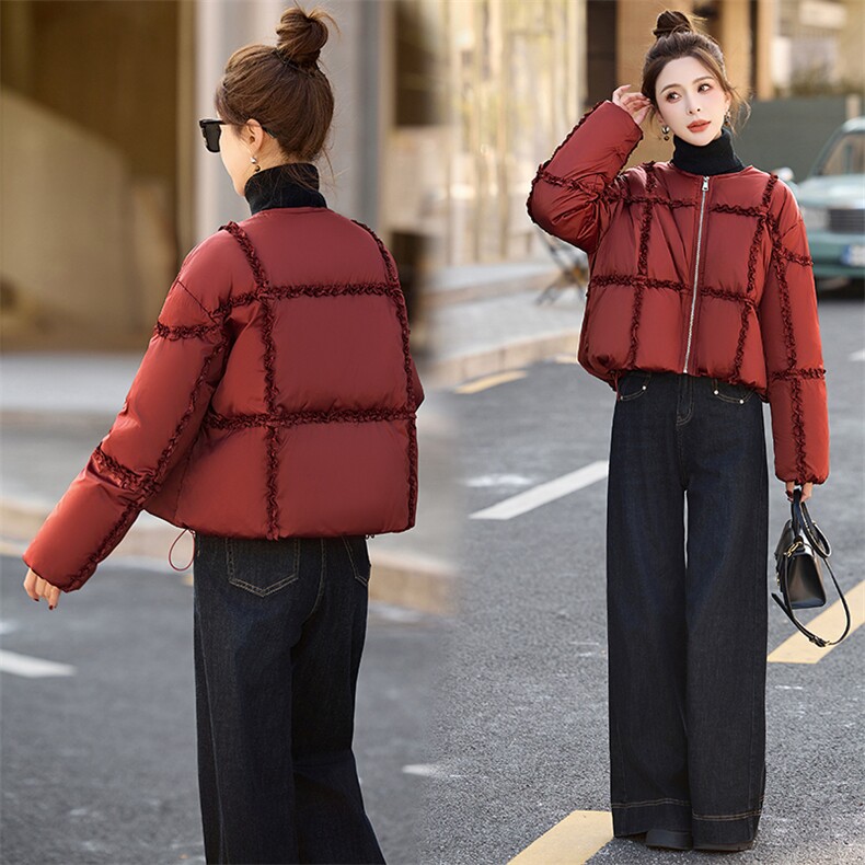 短款羽绒服女款冬季2024新款白鸭绒小个子超厚面包服外套,女装羽绒服,橙子家