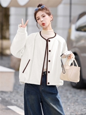 现货90白鸭绒圆领短款羽绒服女2025冬新款宽松时尚百搭保暖外套，女装羽绒服，琦鑫阁（原依鑫阁）