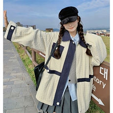 米白色肌理感慵懒风夹克上衣女2025春秋新款高级感小众超好看外套，女装短外套，2C305
