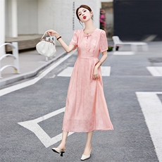 新中式连衣裙2025新款女装夏季超好看连身裙高端精致气质修身裙子，女装连衣裙，涵亦佰惠