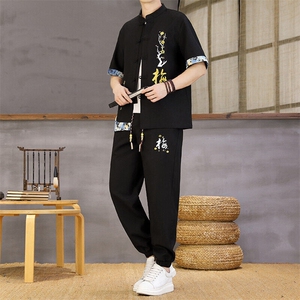 2025新款风男士风唐装两件套男图片
