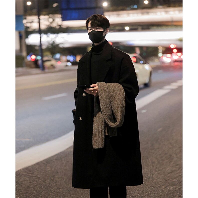 冬季毛呢外套高级感呢大衣中长款呢子风衣韩版潮流长款YF903-P128,男装风衣,电商B295