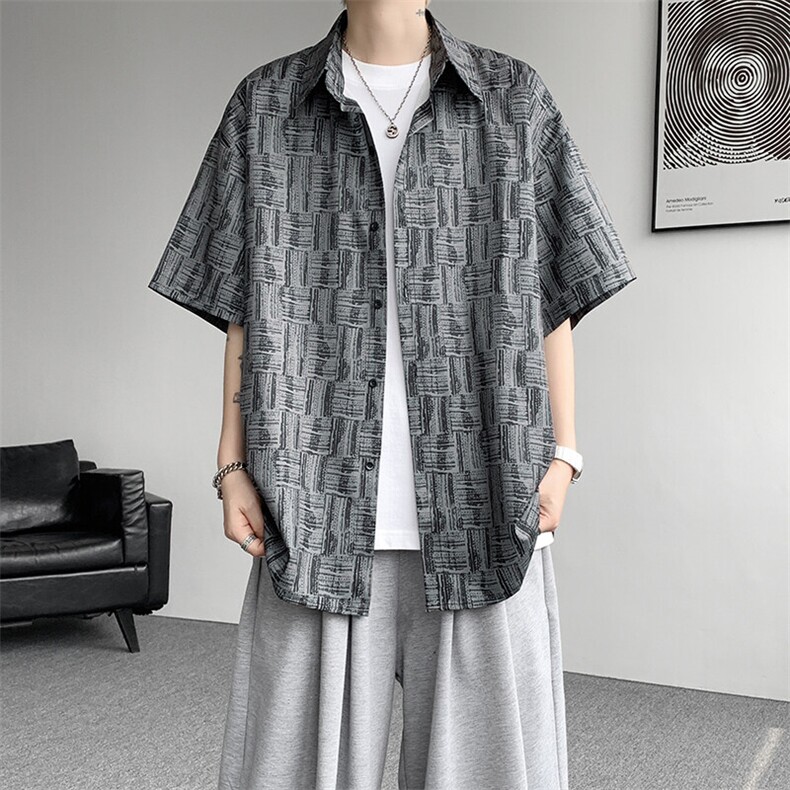 8XL-M花衬衫男款短袖夏季冰丝薄款花衬衣大码寸衫外套DC28013P38图片