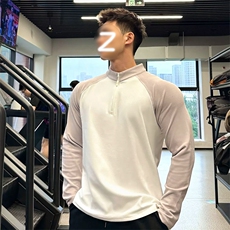 网图慎用德绒撞色拼接立领插肩袖大码长袖T恤男T24514-特P25控48，男装T恤，电商A001