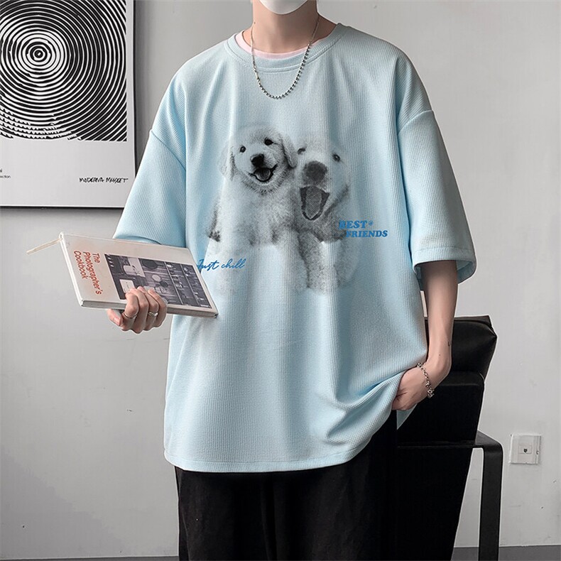 华夫格t恤男短袖男大码五分袖HT73455-P22,男装T恤,电商A040