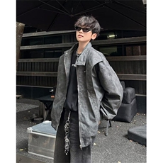 【有货】DW194-P72潮美式PU皮立领工装夹克外套女春秋季棒球服，男装夹克，星座603-2