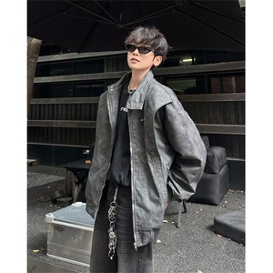 【有货】DW194-P72潮美式PU皮立领工装夹克外套女春秋季棒球服图片