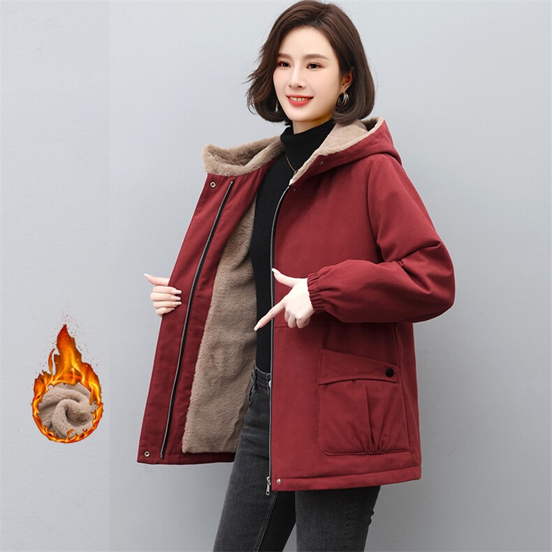 宽松挺阔工装派克加厚加绒毛内胆外套棉衣女中长款棉服，女装棉衣/棉服，3200格调