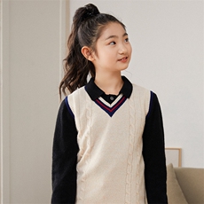时尚儿童彩条马甲套头衫秋季百搭休闲针织背心舒适保暖，童装马甲，顺友羊绒童装