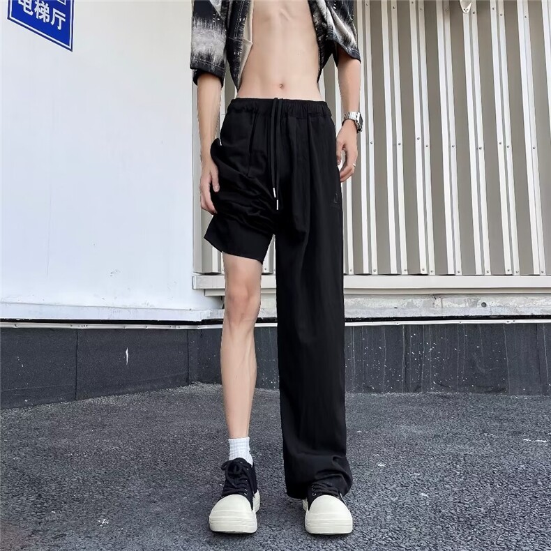 冰丝裤子男夏季薄款慵懒风oversize速干垂感阔腿情侣裤K28511-p35,男装休闲裤,星座1008-1