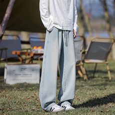 M-8XL春季美式复古牛仔裤特大码宽松直筒裤子阔腿长裤NZ9009/P58，男装牛仔裤，电商B238