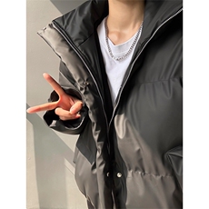 现货5W件冬季三防重磅boxy短款羽绒立领PU皮棉衣外套男女加厚棉服，男装棉衣，电商A486-1