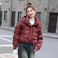 欧货显瘦短款羽绒服女2025冬季新款加厚宽松连帽小个子白鸭绒外套，女装羽绒服，意芙