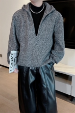 秋冬高克重小众假两件加绒加厚连帽针织衫宽松毛衣男WY002-P103，男装针织衫/毛衣，电商B267