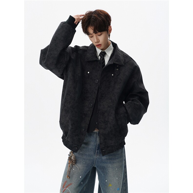 解构风拼接街头美式潮牌翻领夹克情侣宽松百搭外套W373TP78控138，男装夹克，电商A170