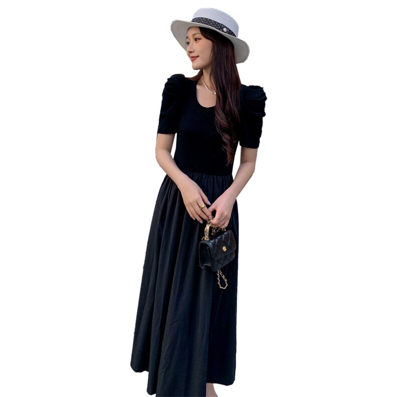 《现货新品》拼接假两件高腰休闲连衣裙,女装连衣裙,MQ