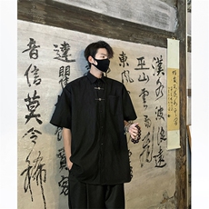 CS08-P50夏季新中式风男士情侣衬衫短袖衬衣上衣，男装衬衫，电商B327