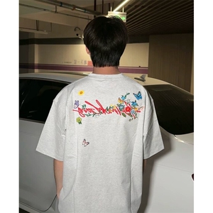 万针全刺绣工艺抖音得物高品质260克重磅纯棉双纱美式高街短袖T恤图片