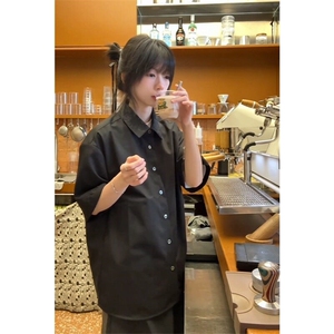 肌理感短袖衬衫男夏季薄褶皱cleanfit高级感衬衣外套LA67188-P38图片