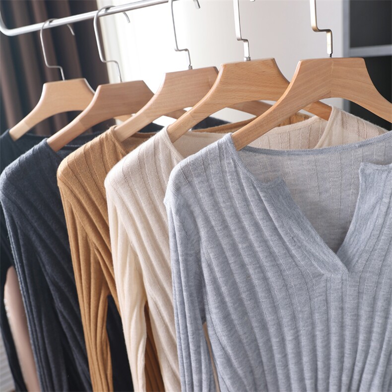 2021春秋季薄款打底毛衣女坑条半开领新款洋气套头外穿羊毛针织衫，女装针织衫/毛衣，唯若美羊绒