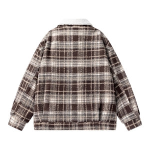 冬装加厚保暖格子男士棉袄呢料棉服情侣羊羔毛呢棉衣 M8002-P120图片