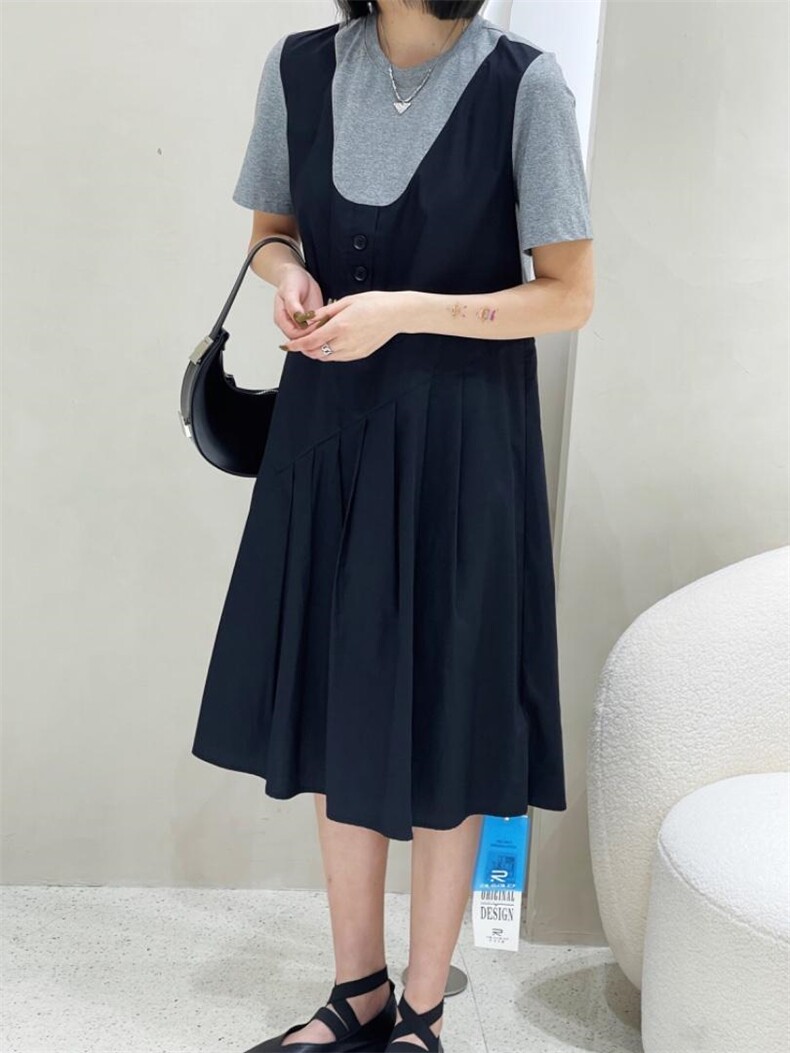 拼接假两件连衣裙，女装连衣裙，雷洛奇丽