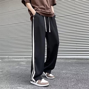 夏季条纹休闲卫裤男直筒宽松垂坠感阔腿男生运动潮牌裤K0929-P35图片